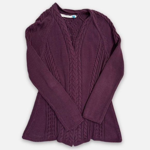 Anthropologie Sparrow | Open Knit Cardigan Purple Cotton Size Small - Picture 5 of 5